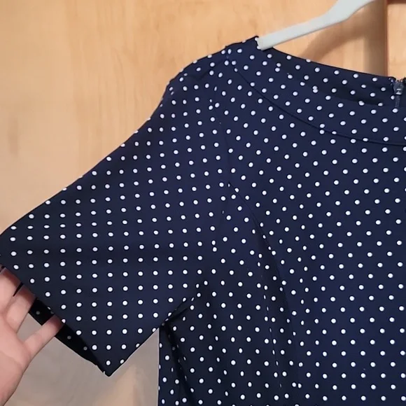 Talbots Blue White Polka Dot Dress - Picture 4 of 12